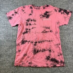 Last Call Co Tie Dye Graphic T Shirt Medium Pink Black Cotton